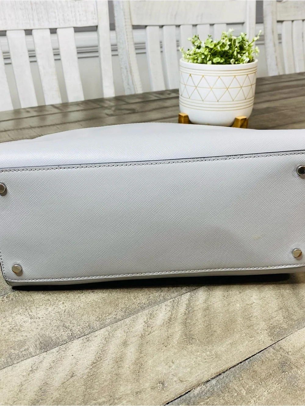 Kate Spade New York Staci Medium Satchel Bag Purse - Gray White Colorblock Rare - Picture 7 of 9